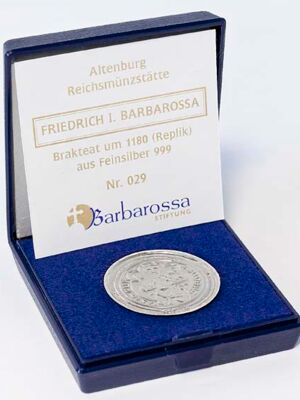 Friedrich I. Barbarossa, Brakteat um 1180 (Replik) aus Feinsilber 999